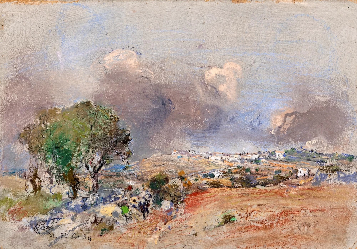 Paesaggio con villaggio